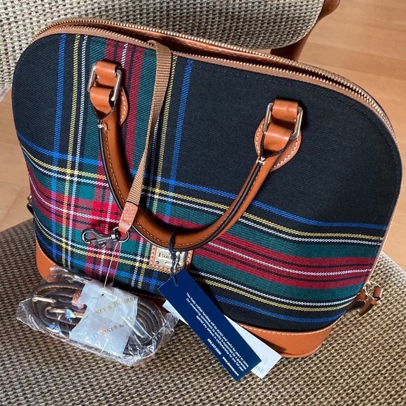 Dooney & Bourke NWT Black Tartan Plaid Zip Zip Satchel | Classic Structured Bag - Picture 4 of 12